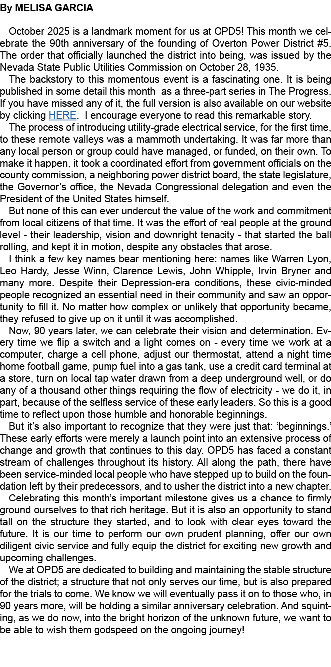 By MELISA GARCIA October 2025 is a landmark moment for us at OPD5! This month we celebrate the 90th anniversary of th...